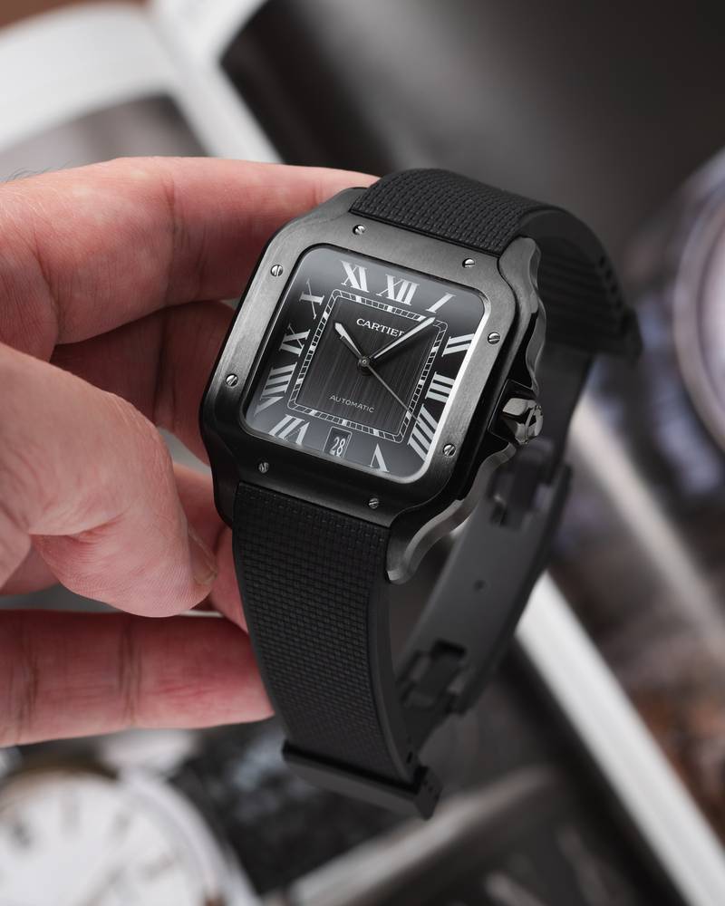 Black Sailcloth CTS Rubber Strap for Santos de Cartier