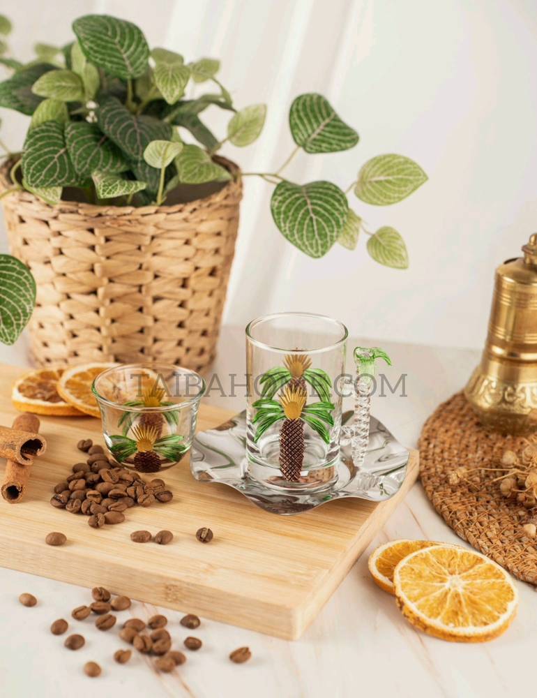 طقم بيالات و فناجين - نخلة - 18 قطعة - P 
