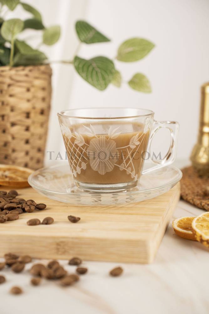 طقم اكواب نسكافيه -زهرة- 12 قطعة-فضي