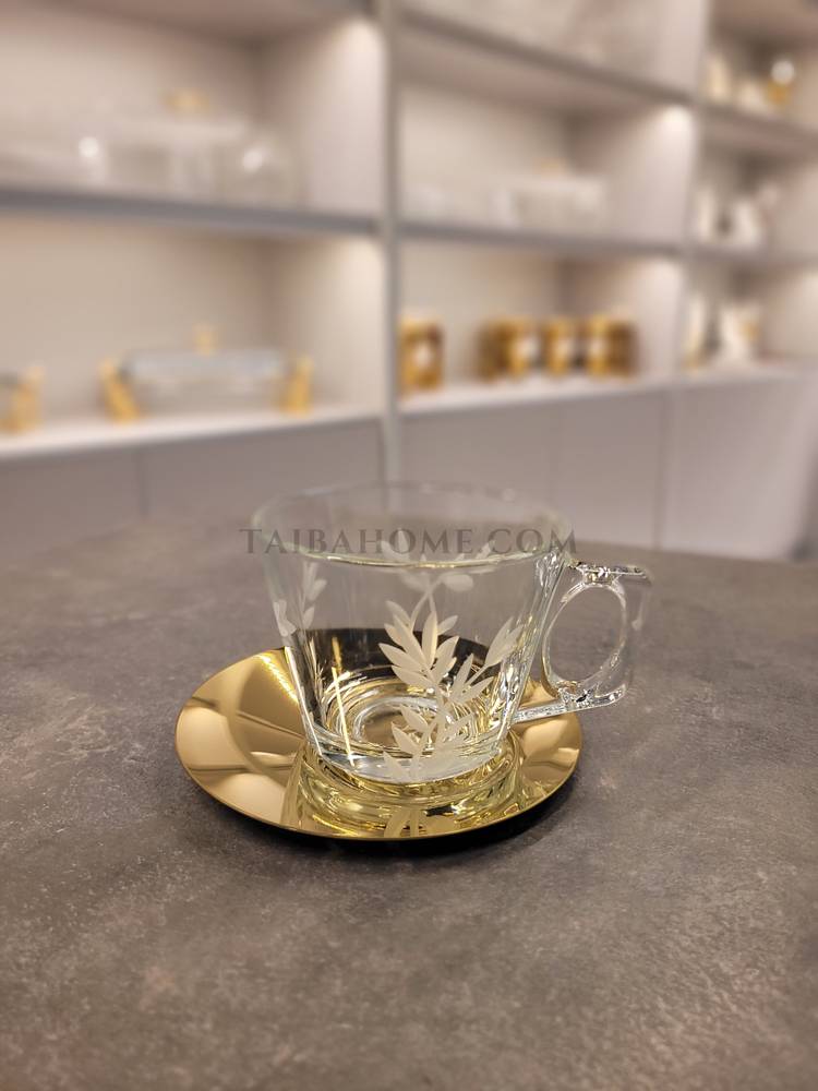 طقم اكواب نسكافيه -السنابل- ١٢ قطعة / ذهبي 