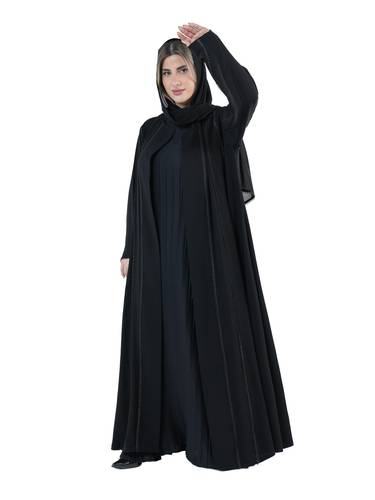 عباية - اسود - اضافة قيطان اسود