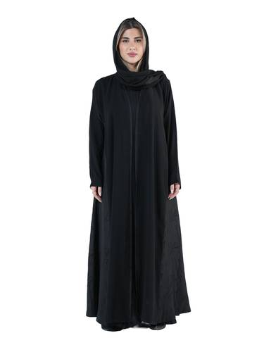 عباية ربع كلوش كريب خاص أسود A Line