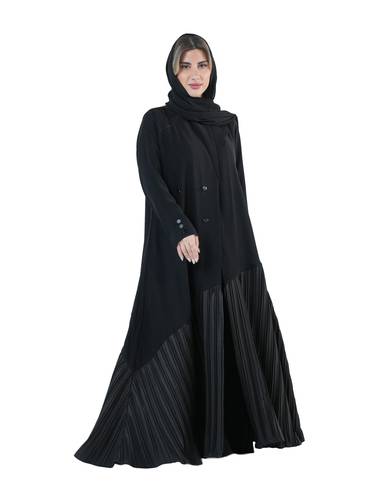 عباية ربع كلوش مكسر من الأسفل كريب أسود