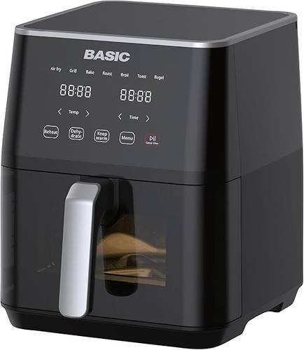   قلاية هوائية BASIC صحية بدون زيت BAF-55LTD   هوائية 5.5 لتر ديجتال10 وظائف توزيع العواء 3 اتجاهات زجاج امامى للرؤية 1700 واط	