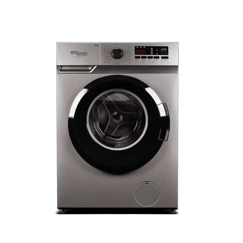   غسالة منزلية اتوماتيك امامية SUPER GENERAL  مو/KSGW8500NLED سعة 8 كجم  DIRECT DRIVE سلفر
