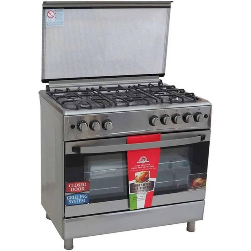   فرن غاز GENERAL CLASS مقاس 60×90 سم استيل 5 عيون تركي مع مروحة