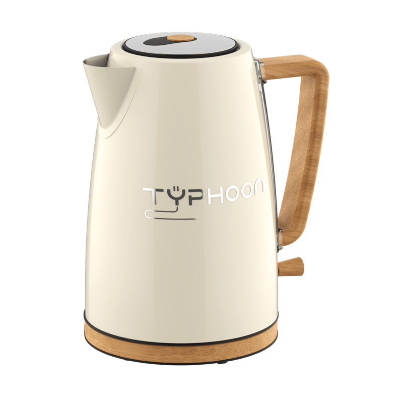   غلاية ماء Typhoon  TY-01-003 OW   سعة 1.7 لتر - 2200 وات - 304 ستانلس اوف وايت يد خشب