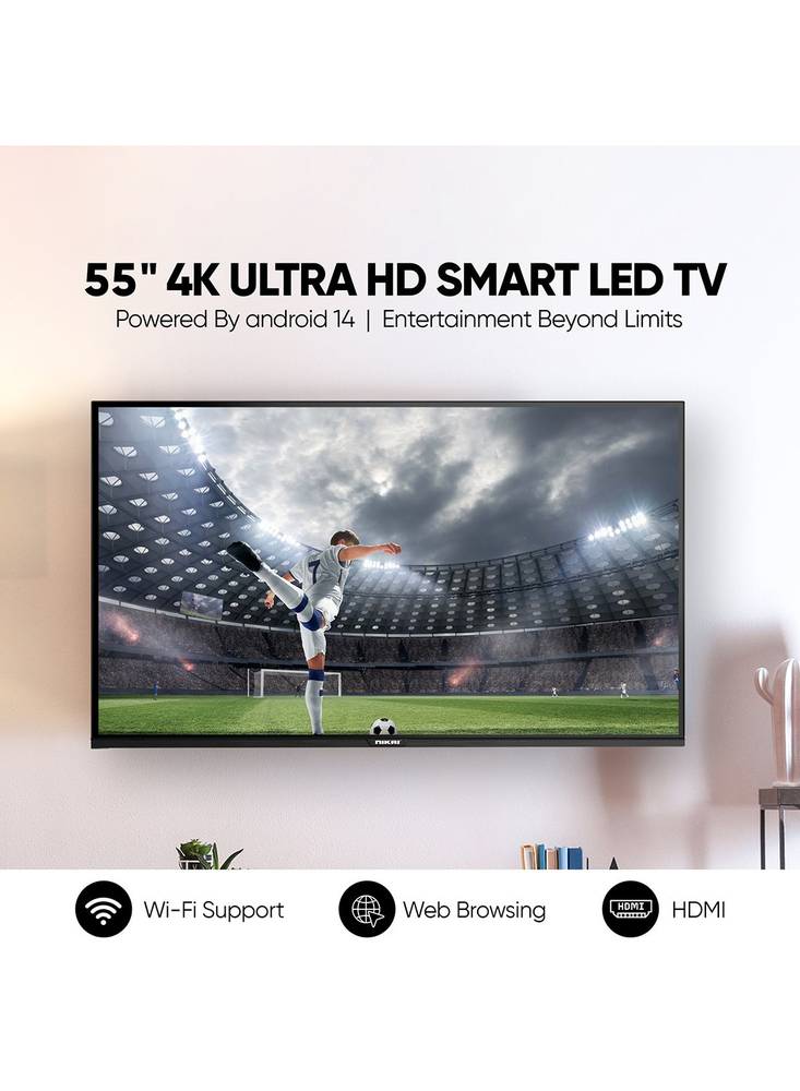 نيكاي تلفزيون أندرويد ذكي بدقة 4K UHD مقاس 55 بوصة  أسود