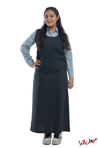 Olive Apron With U-Circular Cut At The Front And Back Of The Neck