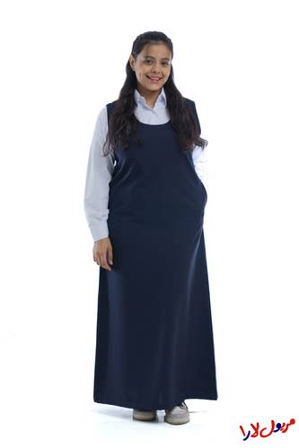 Navy Apron With U-Shaped Front And Back Neck