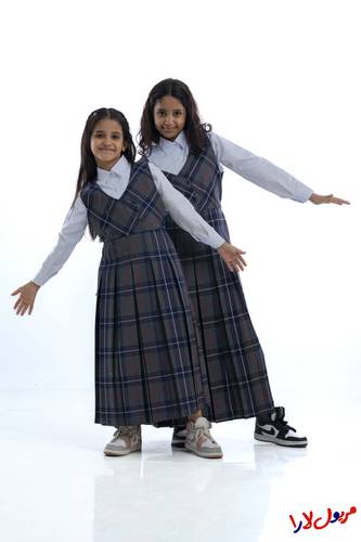 Navy Gray Plaid Apron, Four-Button Model