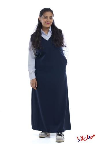 Navy Apron With A V-Neck Front And Back