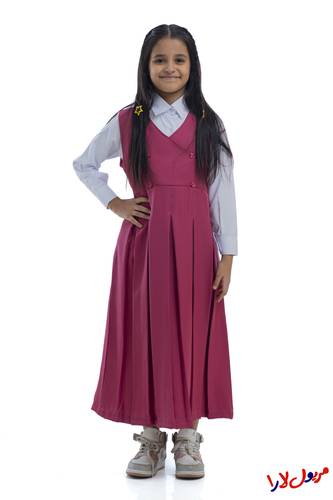 Plain Dark Pink Apron, Four-Button Model