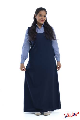 Navy Apron With A U-Neck Front Neckline