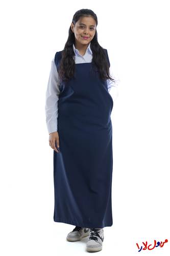 Navy Apron With A Square Front Neckline