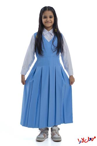 Plain Cyan Apron, Four-Button Model