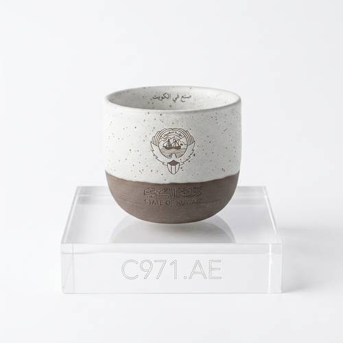 Kuwait National Emblem Ceramic Cup – Laser Engraved (135ml)