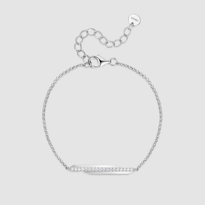 GROVE Silver Crystal Bar Bracelet