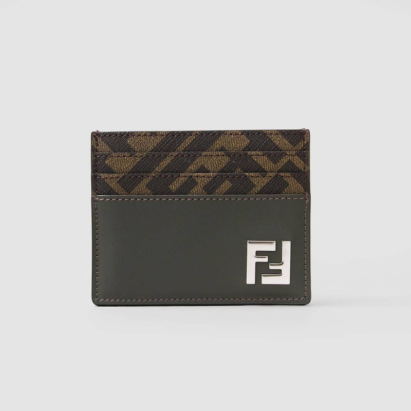 Fendi FF Monogram Card Holder — Olive