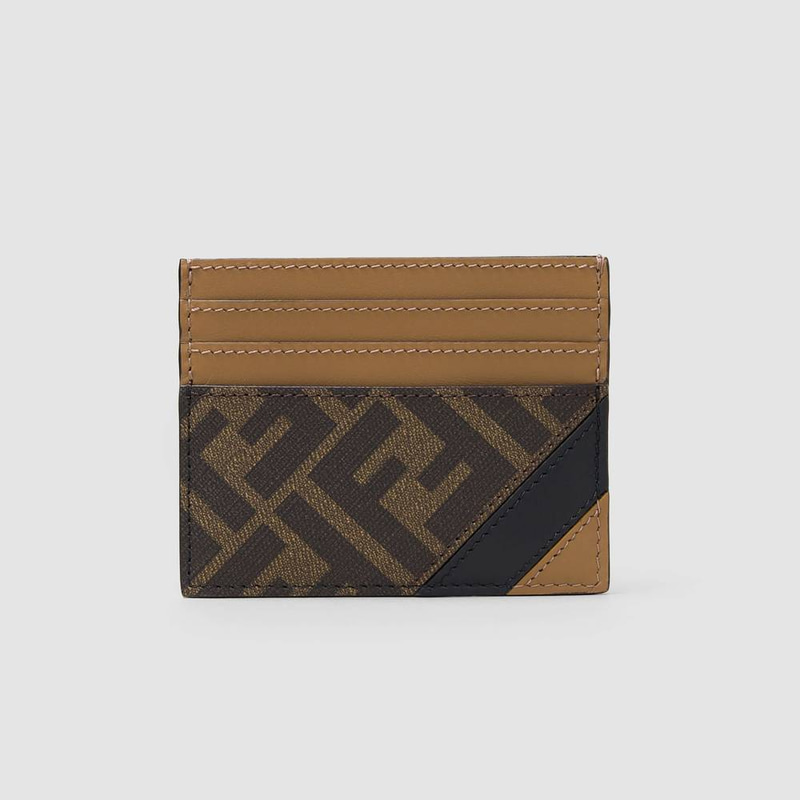 Fendi FF Monogram Card Holder — Brown/Black