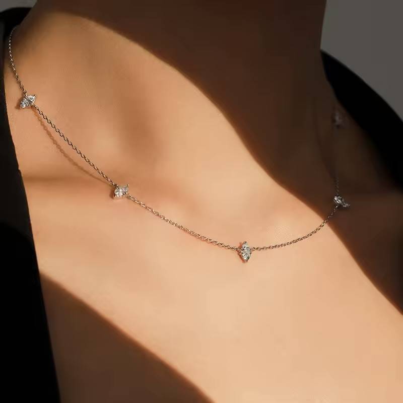 Pure Silver 5-Zircon Necklace — 'You Are a Blessing'