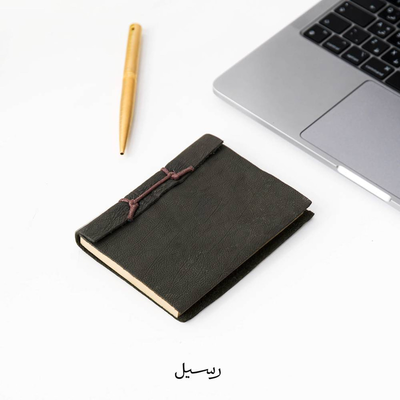 دفتر جلدي زيتي غامق - صغير 