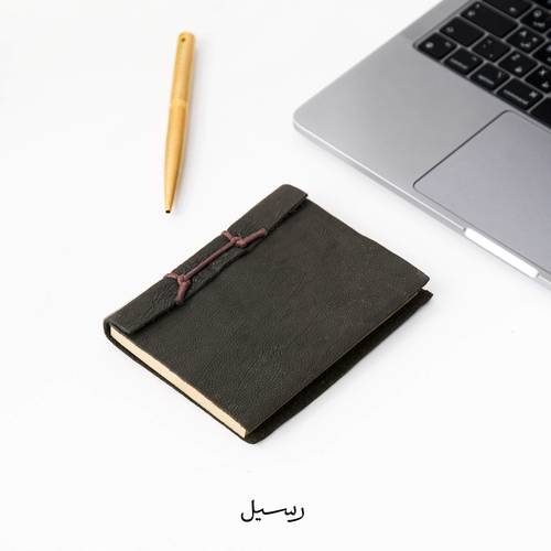 دفتر جلدي زيتي غامق - صغير 