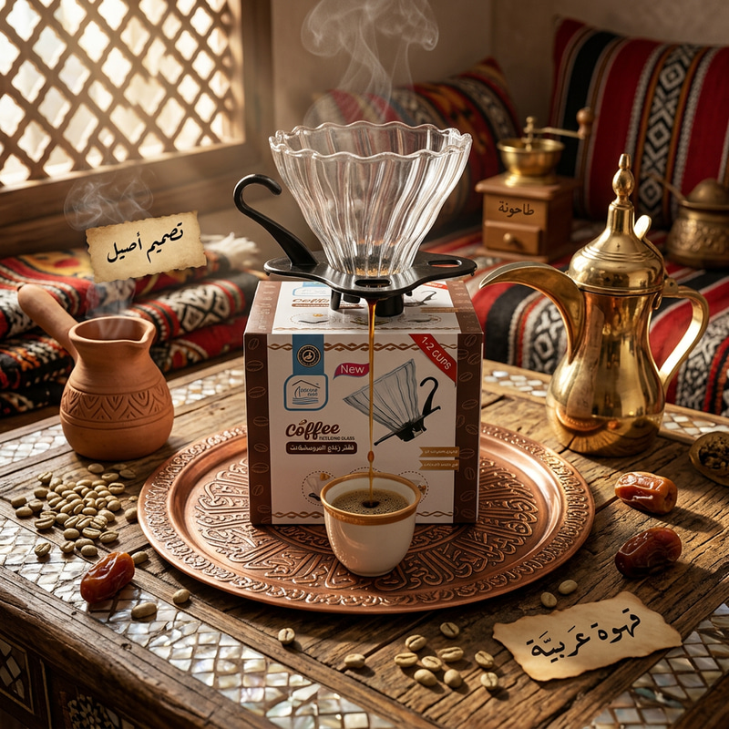 فلتر قهوة V60 زجاجي مع حامل – استخلاص مثالي لعشاق القهوة المختصة