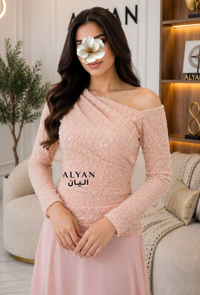 فستان سهرة بقصة بكم انيق 