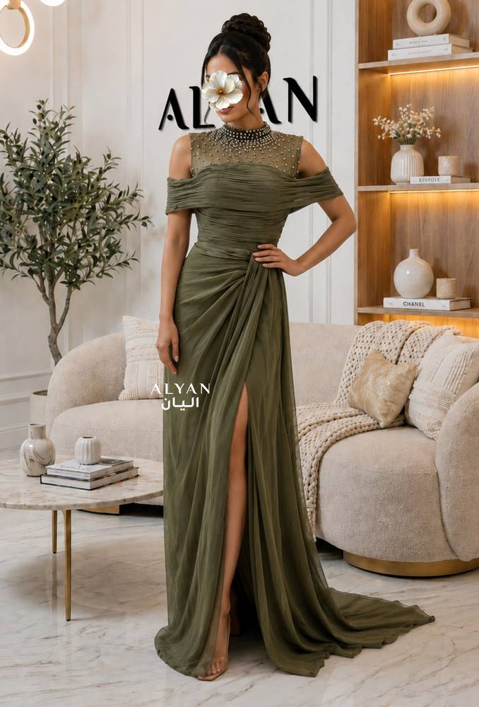 فستان كسرات بتطريز