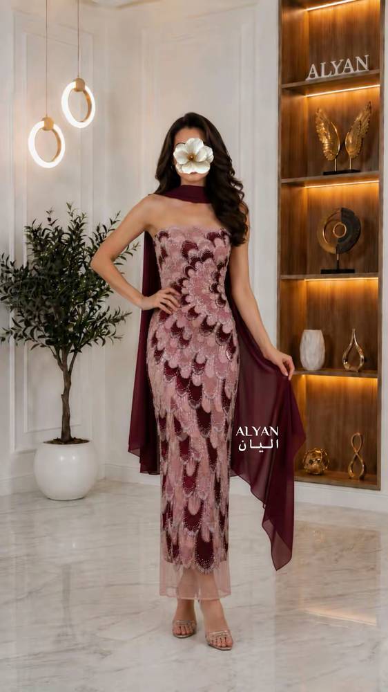 فستان سهرة بشال