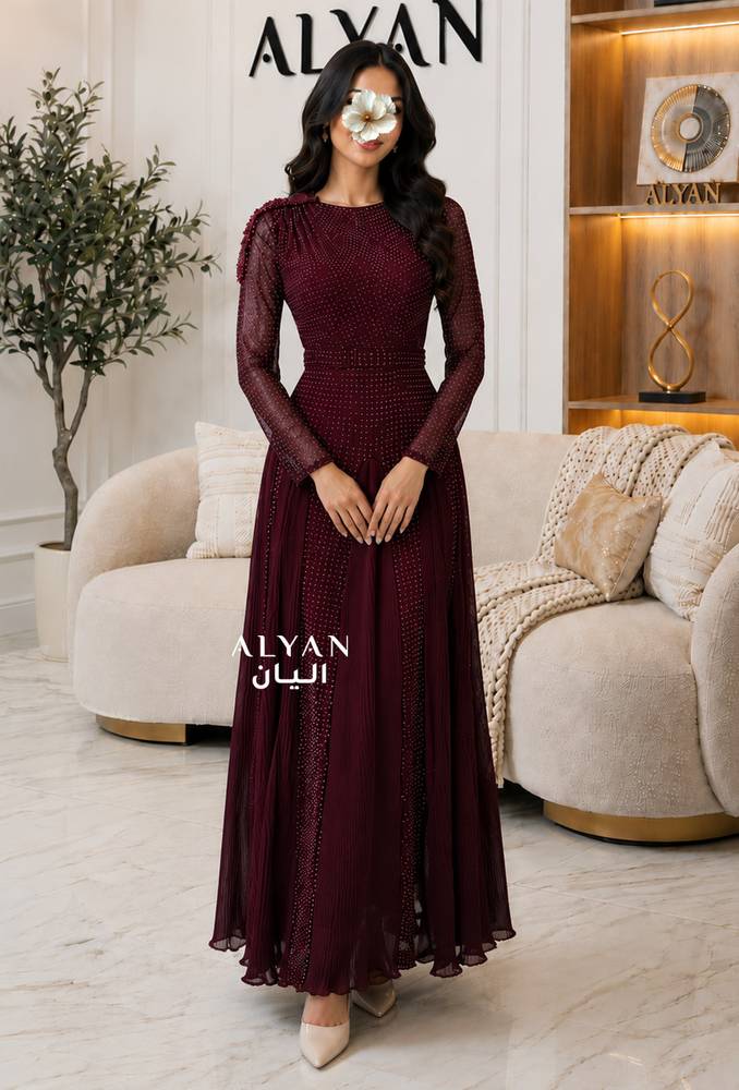فستان سهرة لمعه بكم