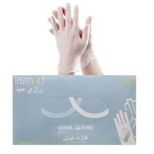 قفازات فينيل رازي ميد -البوكس 100 حبة خالي من البودر مقاس S