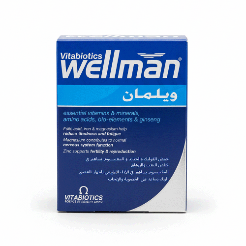 فيتابيوتيكس  ويلمان مكمل غذائي حمض الفوليك والحديد لخفض التعب والإرهاق  للرجال – 30 كبسولة