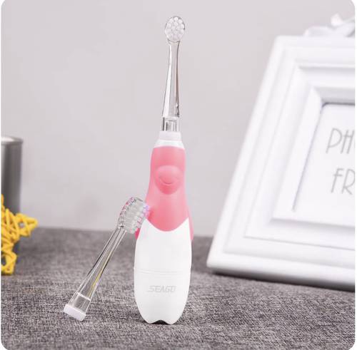 فرشاة أسنان كهربائية للأطفال  Seago سونيك مع وظيفة تذكير بمؤقت ضوء LED ذكي بعمر 0-3 سنوات