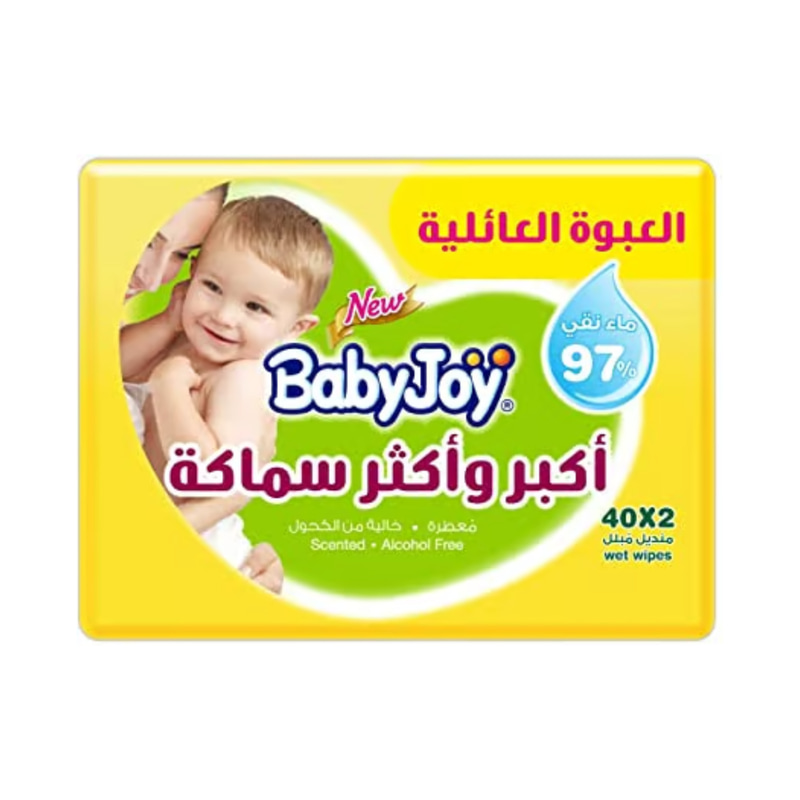 بيبي جوي مناديل مبللة عبوة عائلية أكبر وأكثر سماكة - 40x2 منديل مبلل