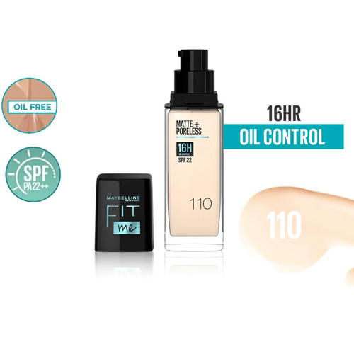 ميبيلين فيت مي أساس مات + بورليس SPF22 درجة 110 - 30 مل 