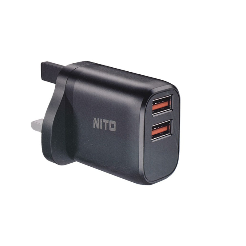 نيتو  رأس شاحن سريع بمنفذين USB قوة W20-أسود