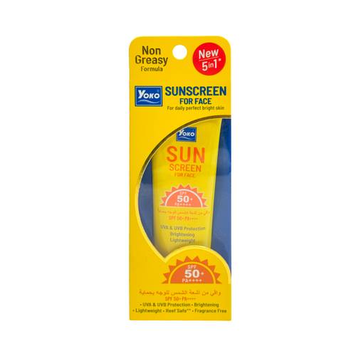 يوكو كريم واقي من اشعة الشمس للوجه بحماية SPF50 خالي من العطر ، تركيبة غير دهنية -30 جرام