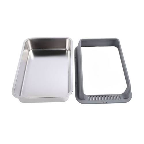 Stainless steel open litter box for cats - multi-colored