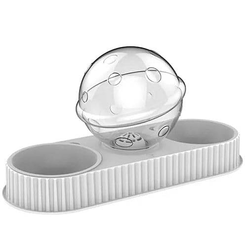 Food and water bowl for cats and dogs, ball-shaped, multi-colored