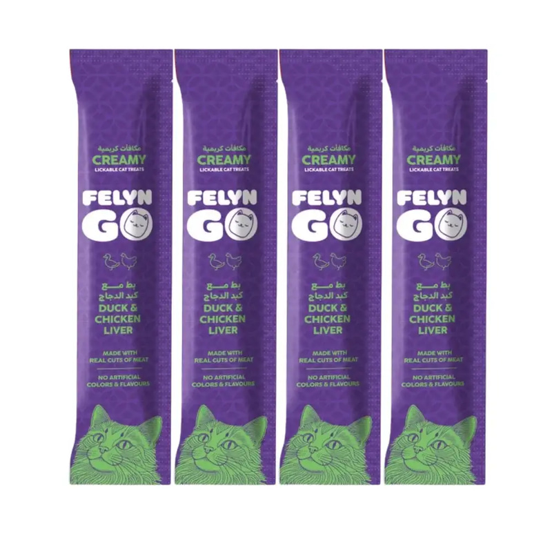 Felyn Go Creamy Lickable Treats Duck & Chicken Liver Sachet 4x15g