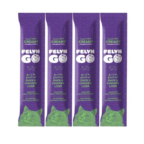 Felyn Go Creamy Lickable Treats Duck & Chicken Liver Sachet 4x15g
