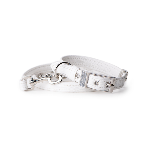 My Family Saint Tropez White Leather Collar 22/26-1.2 cm