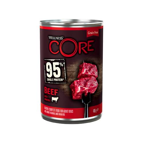 Wellness Core Wet Food 95% Single Protein Beef with Broccoli for Dogs 400g