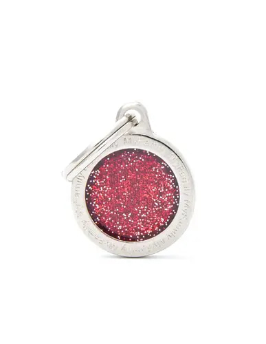 Small shiny circle dog collar - red