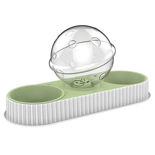 Food and water bowl for cats and dogs, ball-shaped, multi-colored