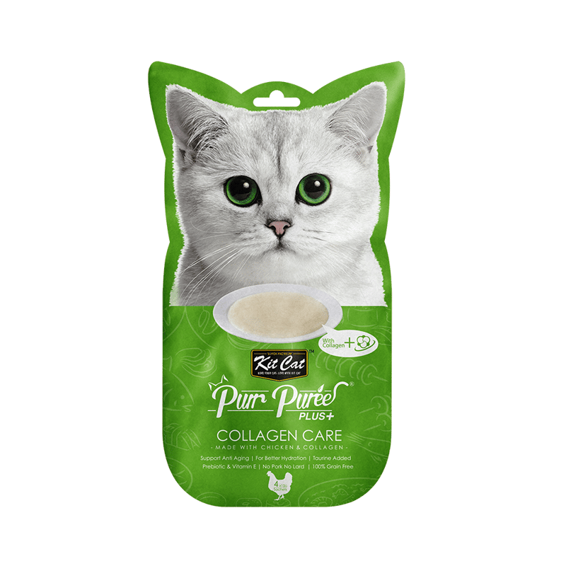 Kit Cat Purr Puree Plus+ Chicken & Collagen Care (Collagen Care) 4x15g Sachets