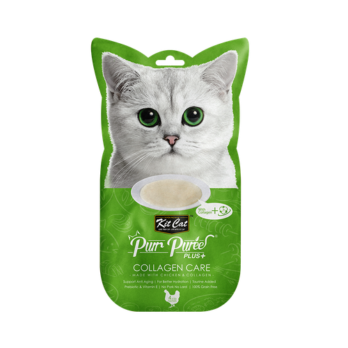 Kit Cat Purr Puree Plus+ Chicken & Collagen Care (Collagen Care) 4x15g Sachets
