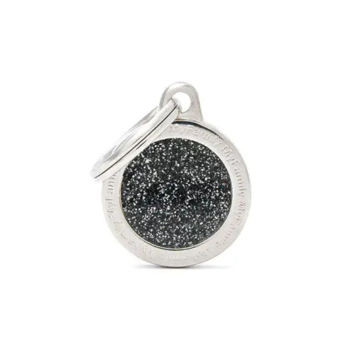 Small shiny circle dog collar - black